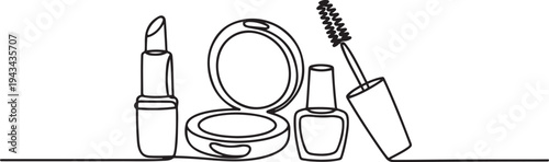Cosmetics vector illustration drawn. one line art icon drawing vector