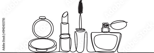 Cosmetics vector illustration drawn. one line art icon drawing vector