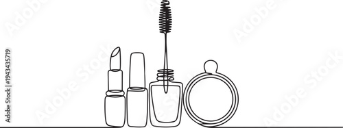 Cosmetics vector illustration drawn. one line art icon drawing vector
