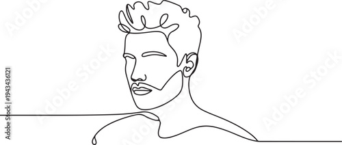 man portrait. Hairstyle. Fashionable men's style. one line art icon drawing vector