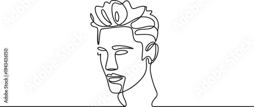 man portrait. Hairstyle. Fashionable men's style. one line art icon drawing vector