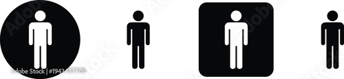 Male user icon set with person symbols in circle and square shapes isolated vector illustration for profile account avatar interface design