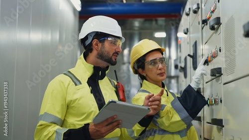 Cuadro en lienzo Engineer installs and tests HVAC systems, from ducts and valves to condensers and pumps, ensuring code compliance and operational readiness