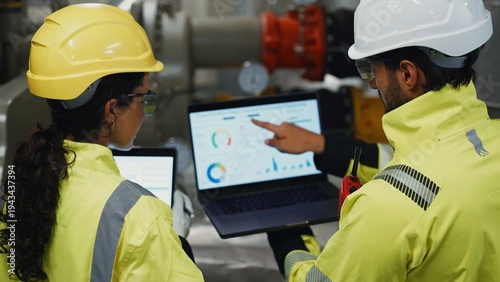 Bilde på lerret HVAC engineer conducts preventive maintenance and system tuning to optimize energy use and reliability in factory and building systems
