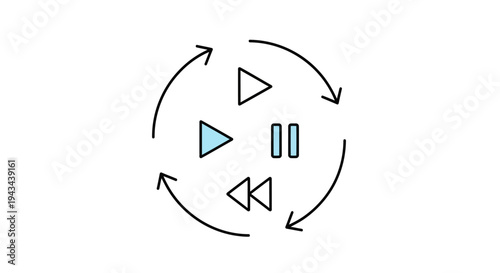 media controls circular icon set.