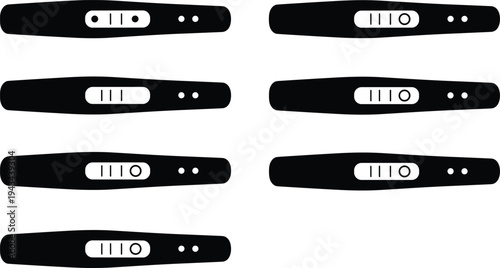 Pregnancy test stick silhouette set home fertility test device results positive negative medical diagnostic kit isolated vector illustration collection