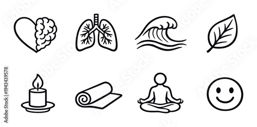 Health and wellness icons arranged on dark gradient background