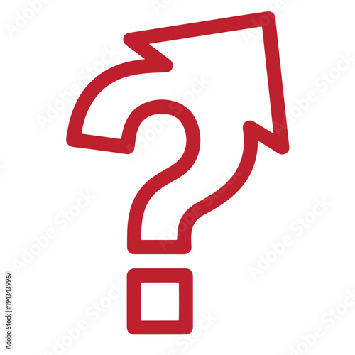 red question mark icon with upward pointing arrow  symbol for inquiry and growth