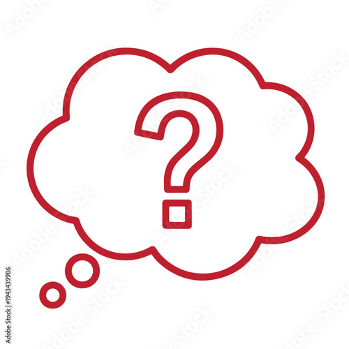 Red question mark in thought bubble icon for confusion or inquiry  symbolizing uncertainty or query