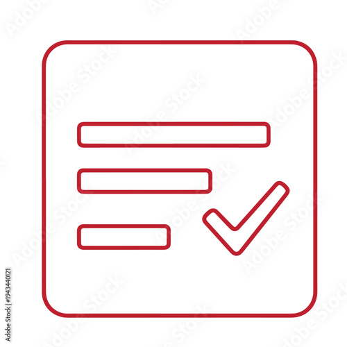red square icon with checklist and lines  checklist symbol