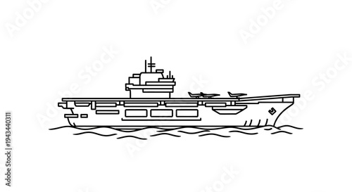 Aircraft Carrier Ship Outline Illustration