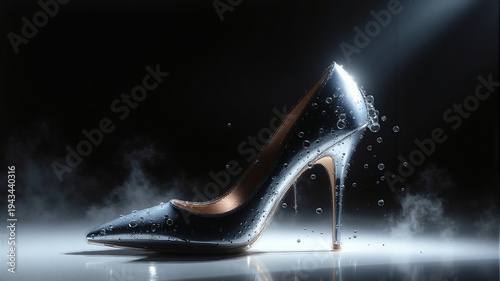 Shoe with Water Droplets