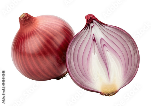 Fresh red and yellow onion bulbs displayed together in natural lighting