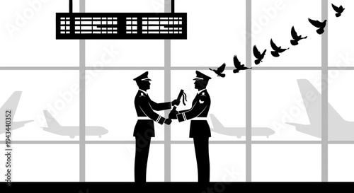 Airport Security Officers Exchange Keys with Pigeons Flying Out of Terminal