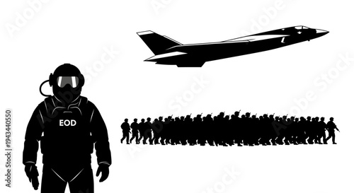 EOD Soldier and Fighter Jet Over Crowd