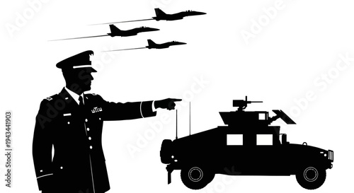 Military Commander Directs Humvee and Fighter Jets in Strategic Operation