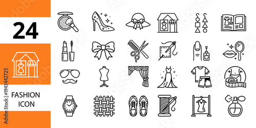 Fashion and style icons: lipstick, heels, hats, dresses, sunglasses, and perfume bottles