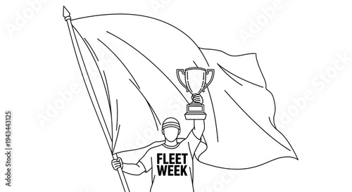 Celebration of Fleet Week: Person Holding Trophy and Waving Flag