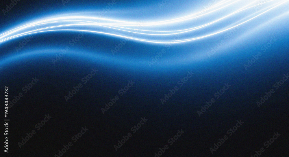 Fototapeta premium Glowing white light waves on dark blue background with streaks of illumination