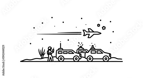 Drone Pilot Controling Aircraft Over Police Cars At Night