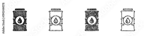 Sketch oil barrel icon design set