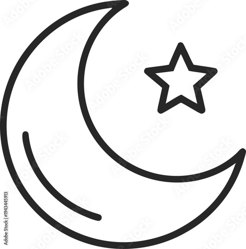 moon outline  icon  vector on white background 
