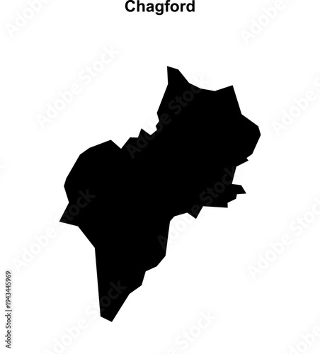 Chagford (England) blank outline map