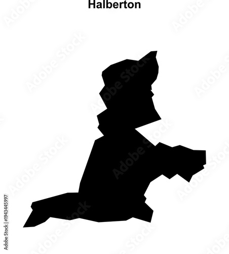 Halberton (England) blank outline map