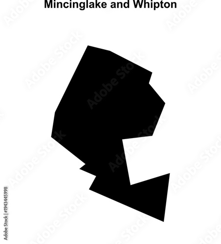 Mincinglake and Whipton (England) blank outline map