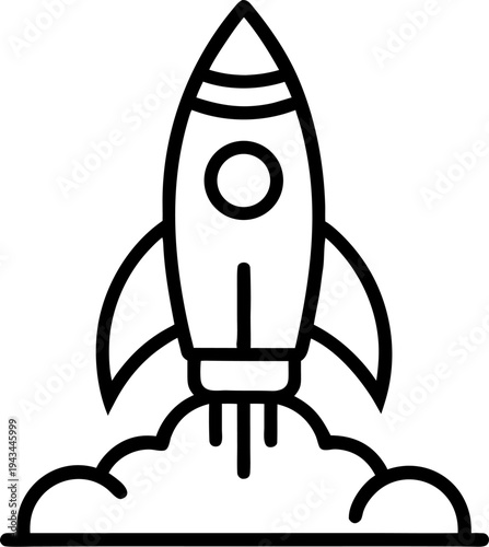 Rocket launch outline  icon vector on white  background 