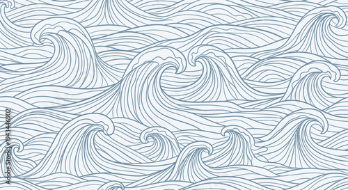 Wavy Ocean Waves Pattern Illustration Design.
