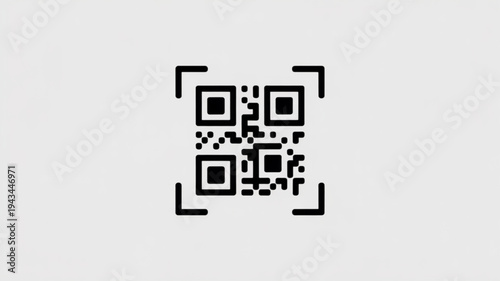 Top-down view of a centered black QR code on a light gray section above a blank white area, designed as a placeholder illustration for platforms