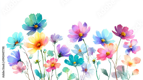 Elegant wedding invitation card background . Minimal hand painted watercolor Cosmos flowers texture template background. Design for wedding, vip cover, poster, moderncard. Valentine's Day