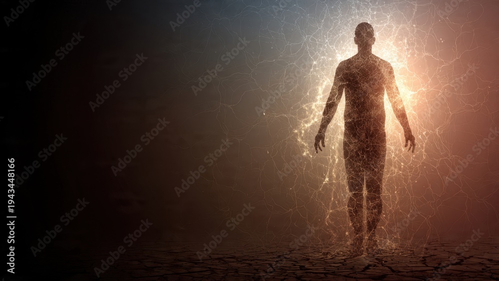 Obraz premium Ethereal Figure Emerging from Darkness