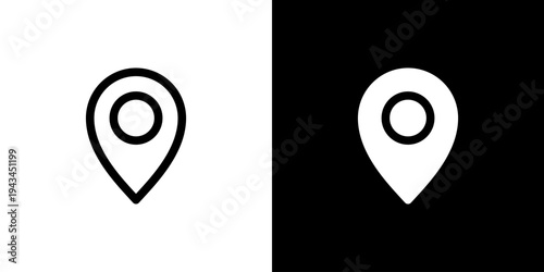 Location Pin Map icon concept with flat Black White Background. Vector illustration.