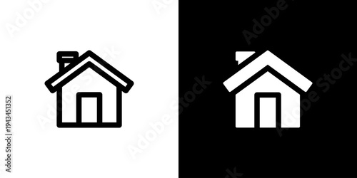 Home Office House icon concept with flat Black White Background. Vector illustration.