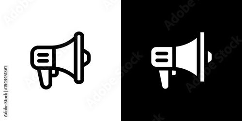 Megaphone Announcement icon concept with flat Black White Background. Vector illustration.