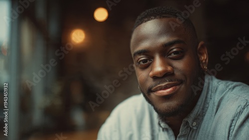 Portrait of a smiling Black man indoors