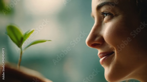 Woman with plant sapling in her hands