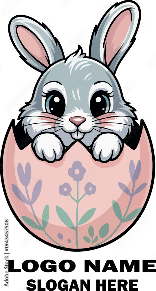 Obraz premium Cute cartoon Easter bunny happily holding colorful Easter eggs in a fun spring holiday illustration