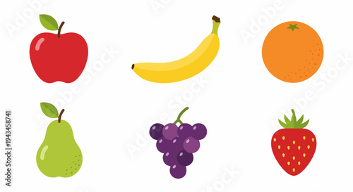 Fresh Fruit Collection in Modern Flat Design Style