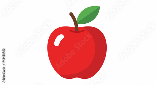 Fresh Red Apple Illustration in Modern Flat Style
