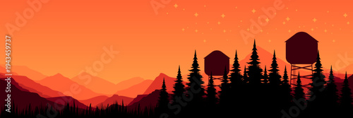 Serene dusk over majestic mountains and starry sky for spiritual retreat presentation background