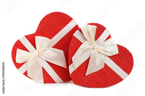 Beautiful heart shaped boxes isolated on white