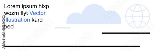 Technology, cloud computing, global communication, digital design, information sharing, conceptual ideas. Includes a cloud shape, globe outline and placeholder text. Cloud computing and global