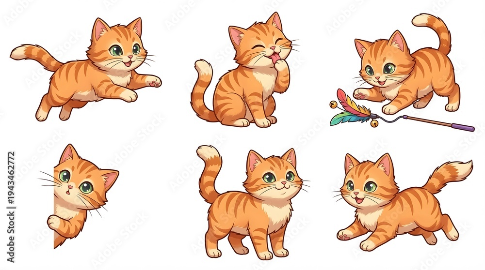 Obraz premium Collection of playful orange kittens in various poses and actions