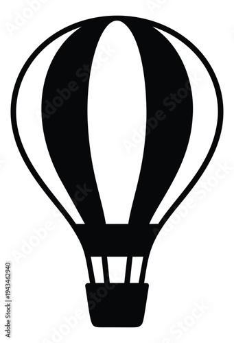 Silhouette illustration of hot air balloon depicting vintage aviation design for travel and adventure themes