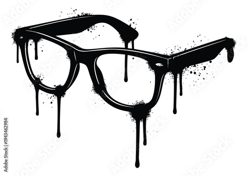 Graffiti illustration of dripping eyeglasses depicting urban street art style for fashion and culture design