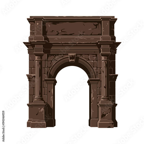 Elaborate Ancient Stone Arch Illustration Depicting Classical Architectural Grandeur and Historical Monument Design Element for Heritage Concepts