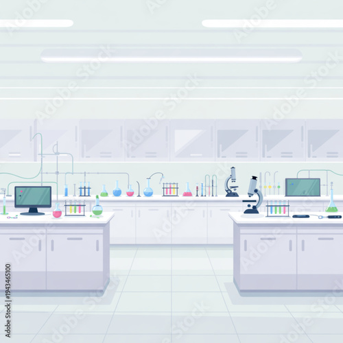 Scientists work on experiments in a modern laboratory setting with equipment